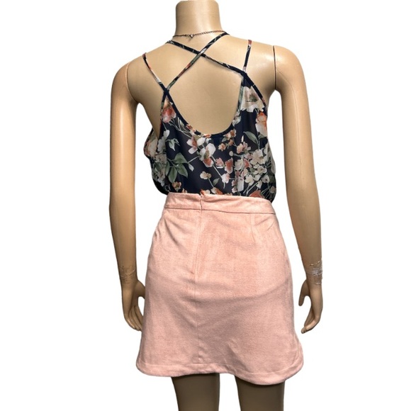 BB Dakota Mini Skirt Annette Pink lemonade plush Faux Suede Blush, size 8 - Picture 17 of 17